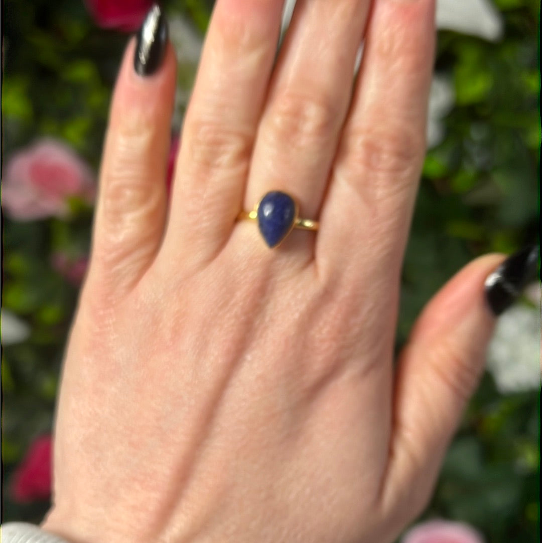 Sodalite Sterling Gold Plated Ring - Size S 1/2