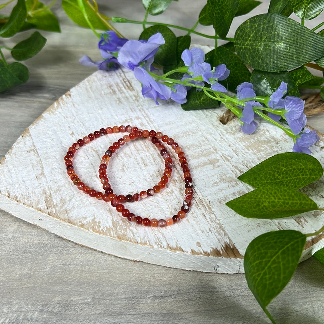 4mm Carnelian Bead Bracelet