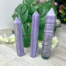 Load image into Gallery viewer, Sagentic Fluorite Purple Tower Points
