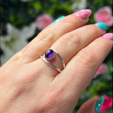 Load image into Gallery viewer, Amethyst Double Bar 925 Sterling Silver Ring - Size N 1/2
