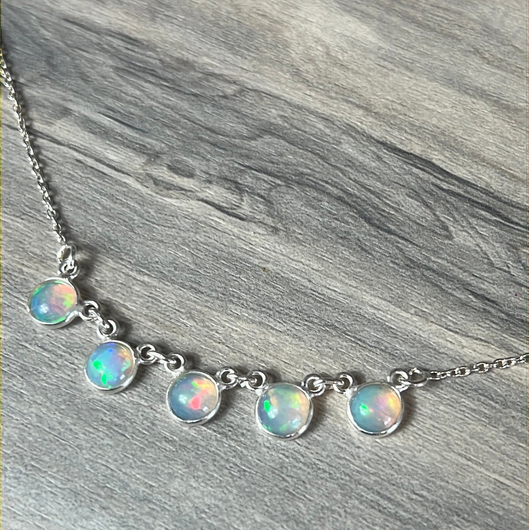 Ethiopian Opal Sterling Drop Necklace