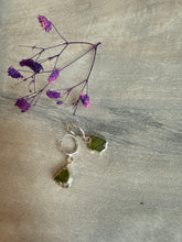 Load image into Gallery viewer, Peridot Raw Slice Hoop 925 Sterling Silver Earrings
