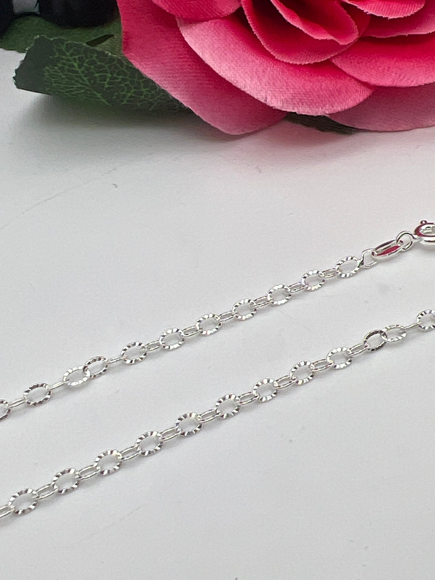 Sparkle Hammer Sterling Silver 925 Chain - 18''