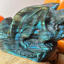 Load image into Gallery viewer, Labradorite Dragon detailed AA Grade lab carving
