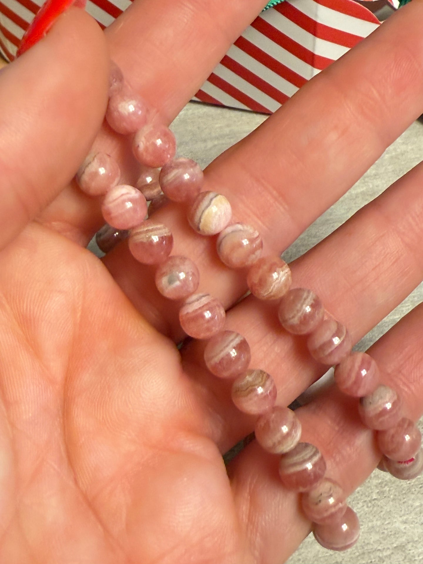 Rhodochrosite Bead Bracelet