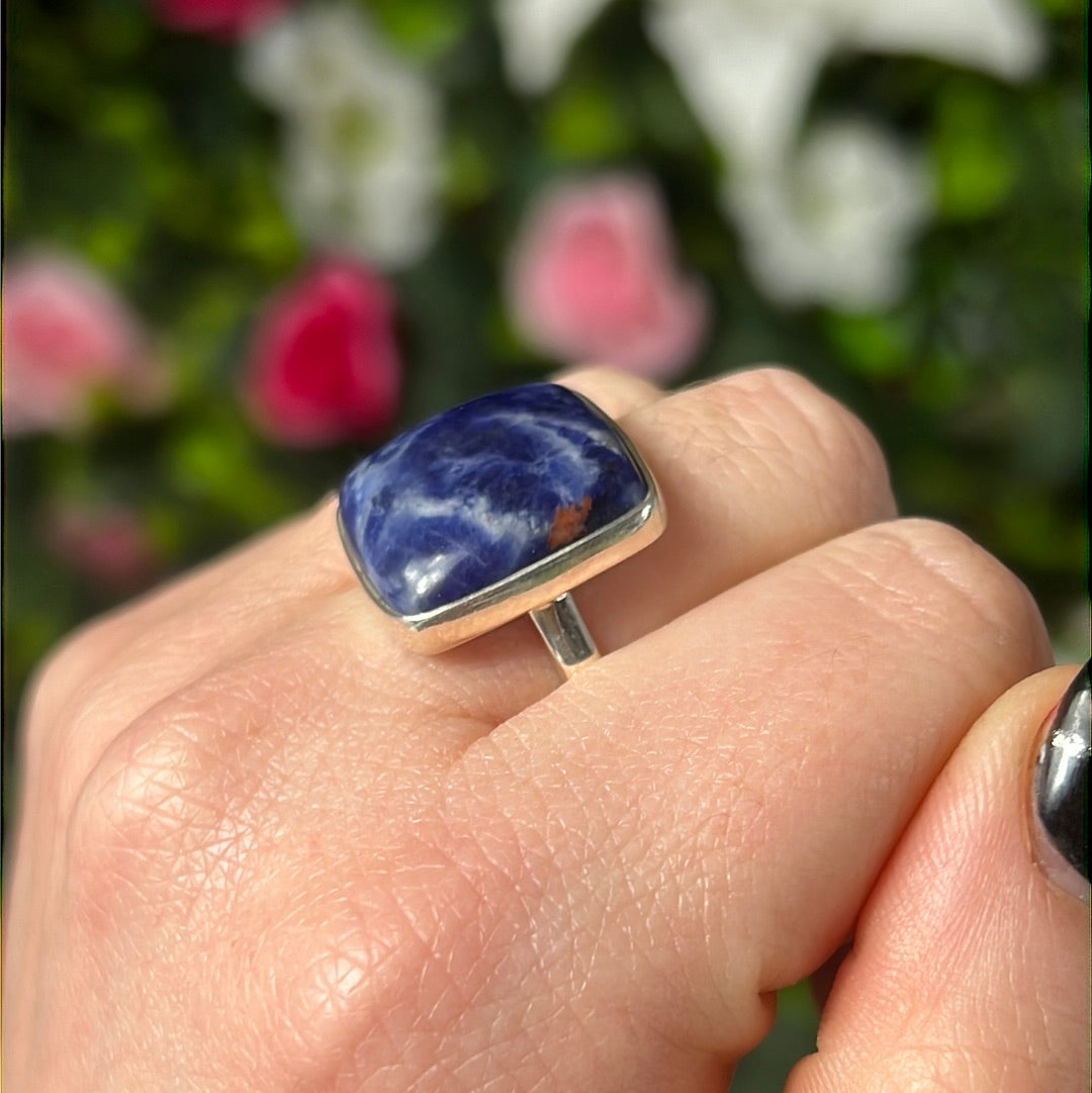 Sodalite 925 Silver Ring -  Size S