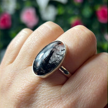 Load image into Gallery viewer, Black Rutilated Quartz 925 Sterling Silver Ring - Size Q
