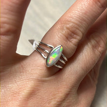 Load image into Gallery viewer, Ethiopian Opal 3 Bar 925 Sterling Silver Ring - Size L 1/2
