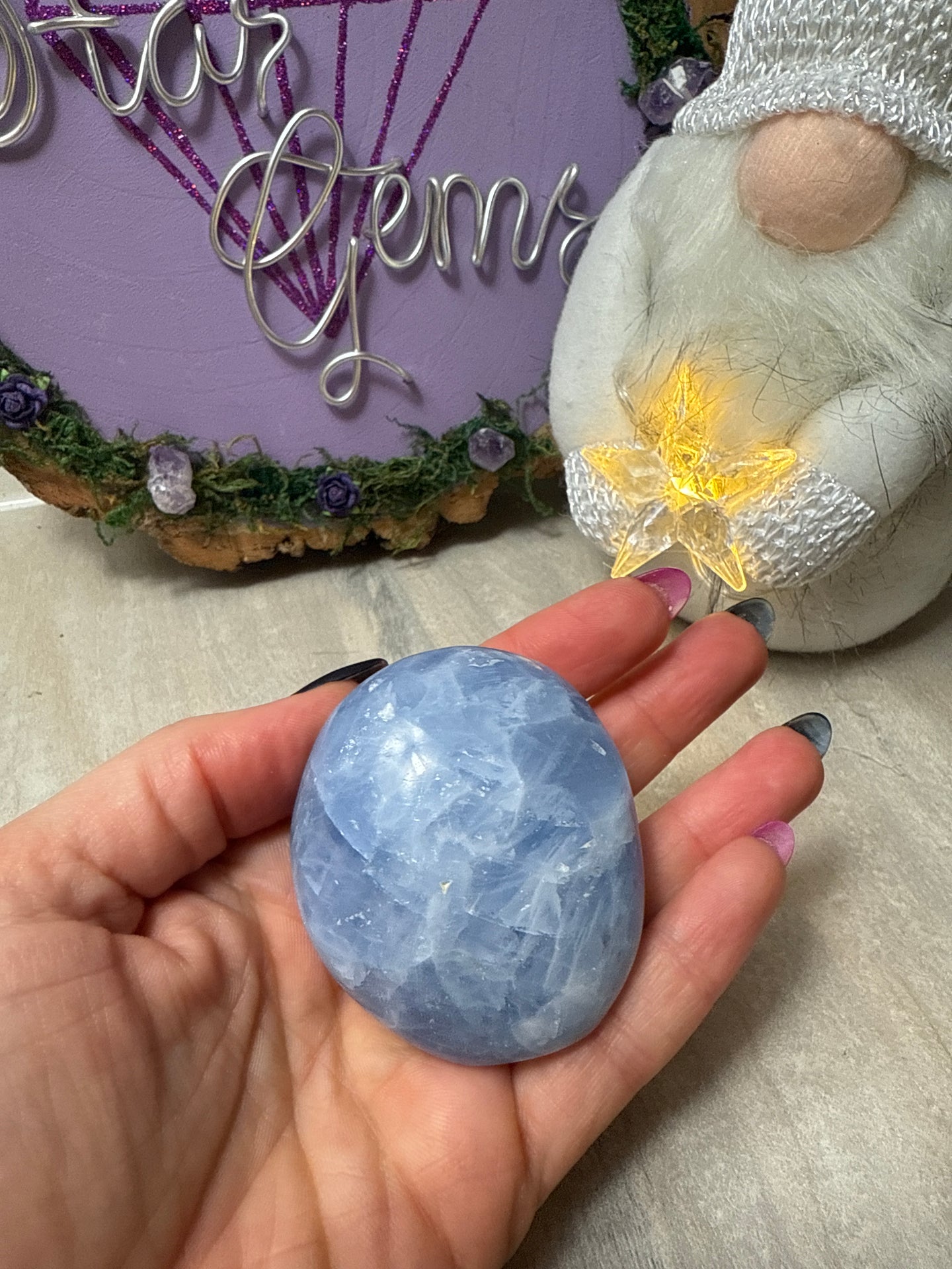 Chunky Blue Calcite Palm Pebble