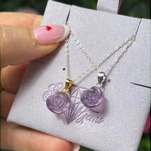 Load image into Gallery viewer, Amethyst Rose Flower Sterling Pendant
