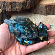 Load image into Gallery viewer, AA Dragon detailed labradorite lab carving
