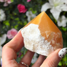 Load image into Gallery viewer, Orange Calcite Half &amp; Half Polished Raw Tower Point
