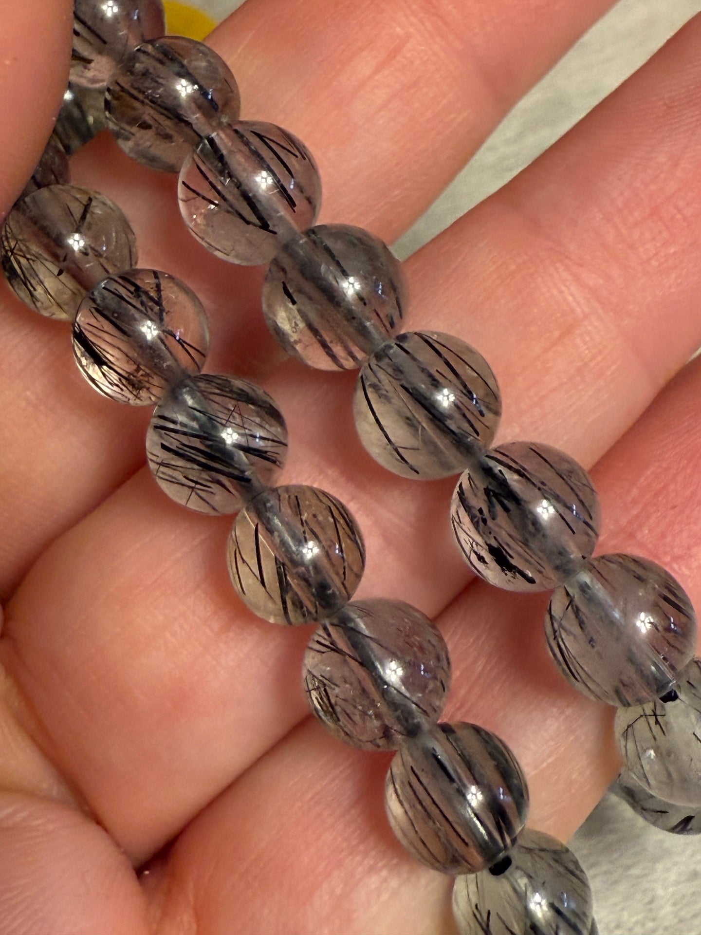 Tourmaline in Quartz Bead Bracelet