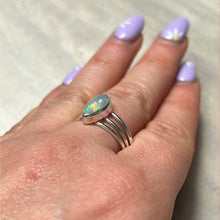 Load image into Gallery viewer, Ethiopian Opal 3 Bar 925 Sterling Silver Ring - Size Q
