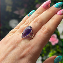 Load image into Gallery viewer, Amethyst Facet 925 Sterling Silver Ring - Size P 1/2
