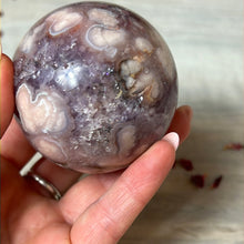 Load image into Gallery viewer, Pink Amethyst &amp; Purple Druzy Amethyst Sphere with flower agate
