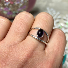 Load image into Gallery viewer, Amethyst Double Bar 925 Sterling Silver Ring - Size N 1/2
