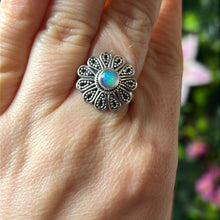 Load image into Gallery viewer, Ethiopian Opal Flower 925 Sterling Silver Ring - Size P
