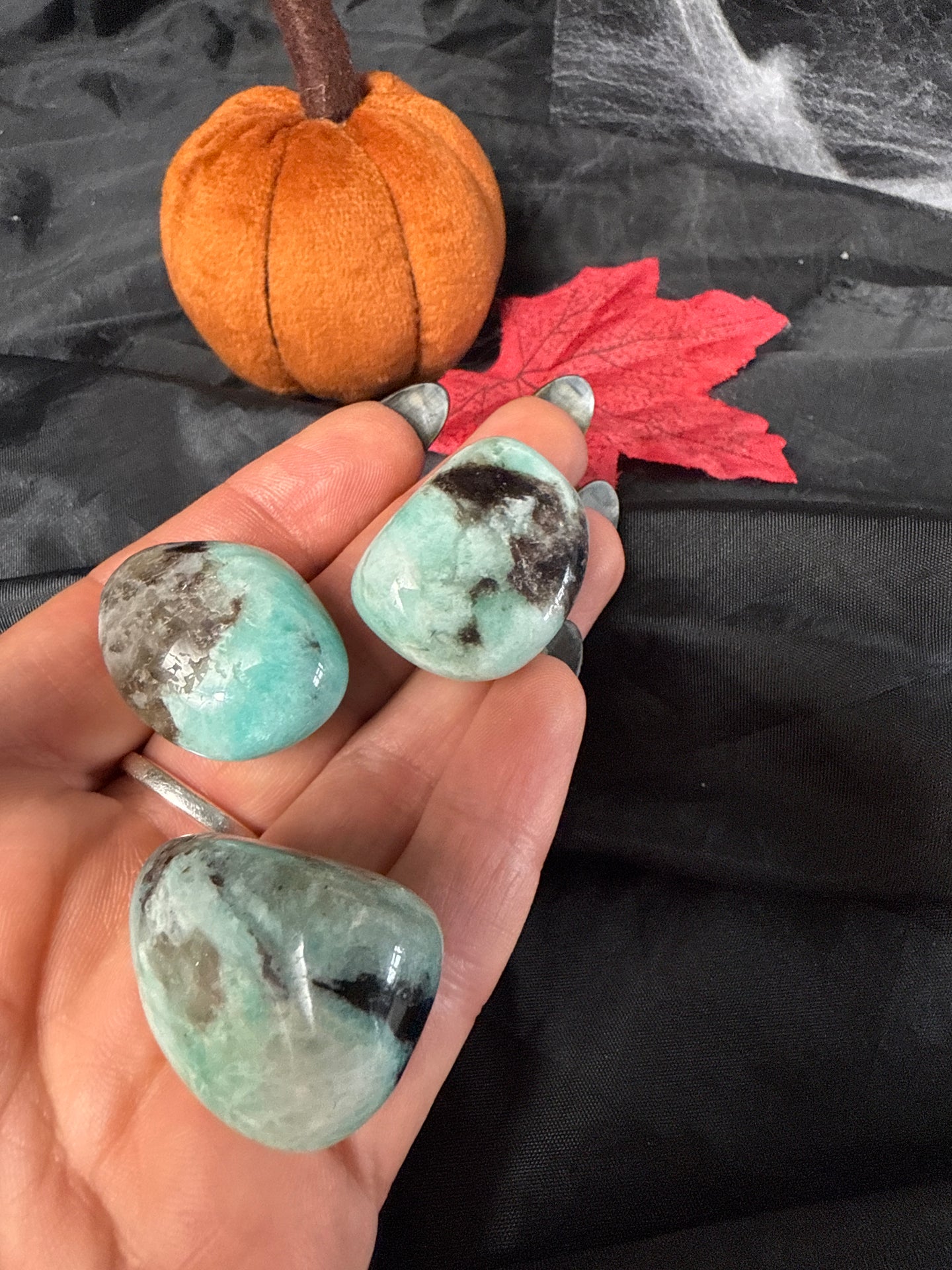 Amazonite & smoky quartz Tumblestone Tumble