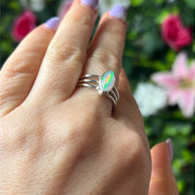 Load image into Gallery viewer, Ethiopian Opal 3 Bar 925 Sterling Silver Ring - Size Q
