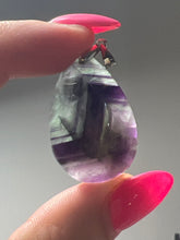 Load image into Gallery viewer, Fluorite snowflake teardrop Pendant - 925 Sterling Silver
