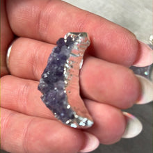 Load image into Gallery viewer, Amethyst Druzy Moon Pendant - Silver Plated
