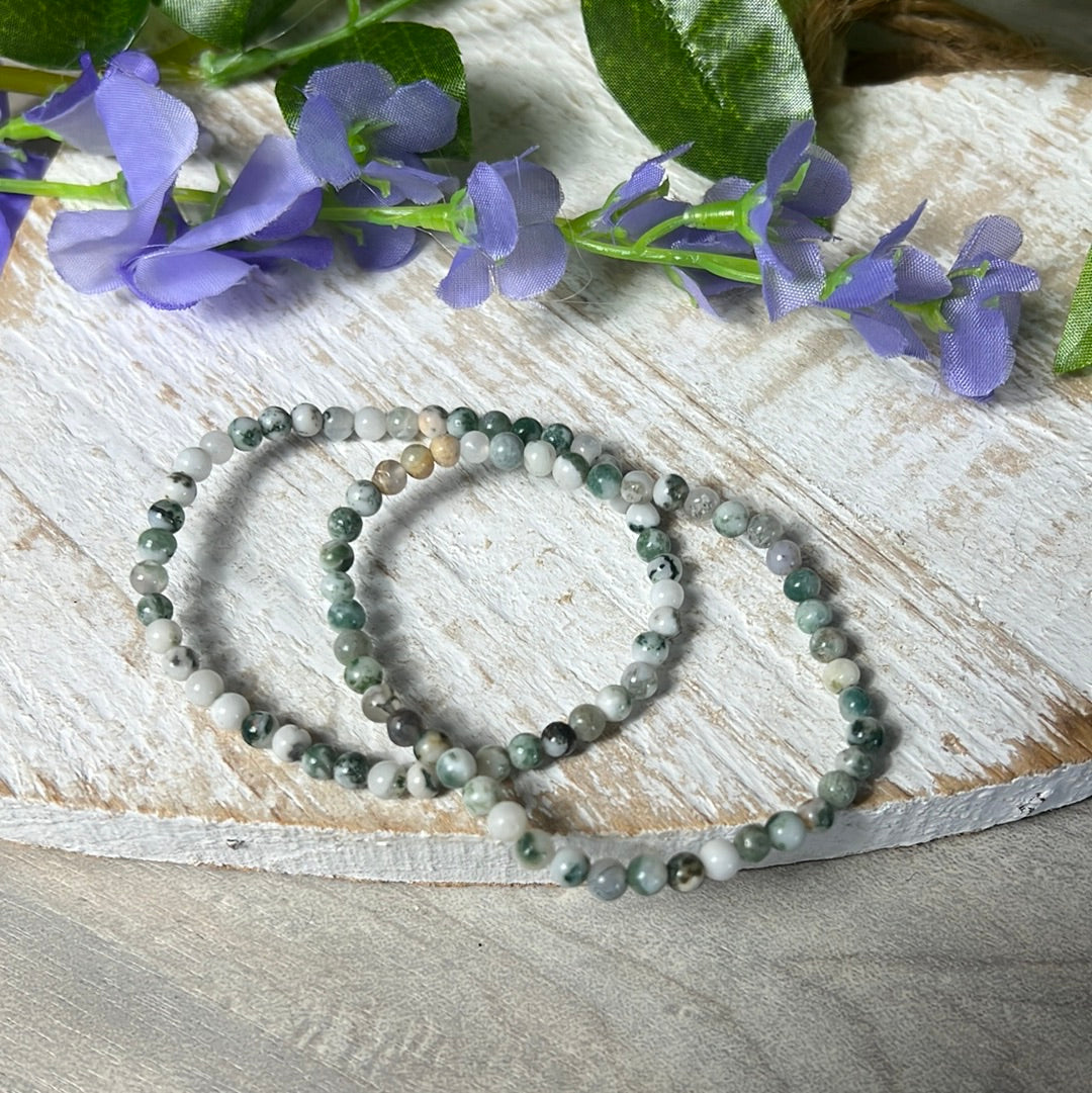 4mm Moss Tree Agate Bead Bracelet