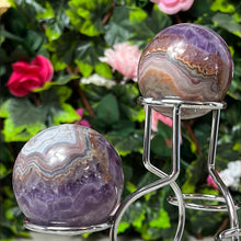 Load image into Gallery viewer, Amethyst &amp; Agate - banded mexican agate Sphere
