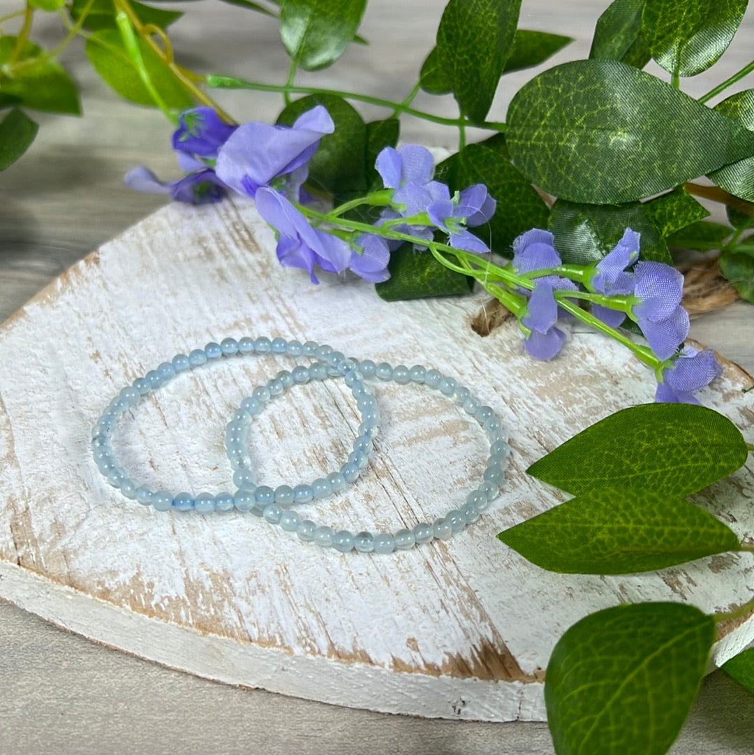 4mm Aquamarine Bead Bracelet