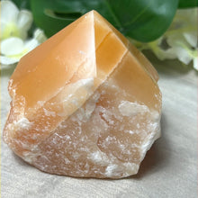 Load image into Gallery viewer, Orange Calcite Half &amp; Half Polished Raw Tower Point
