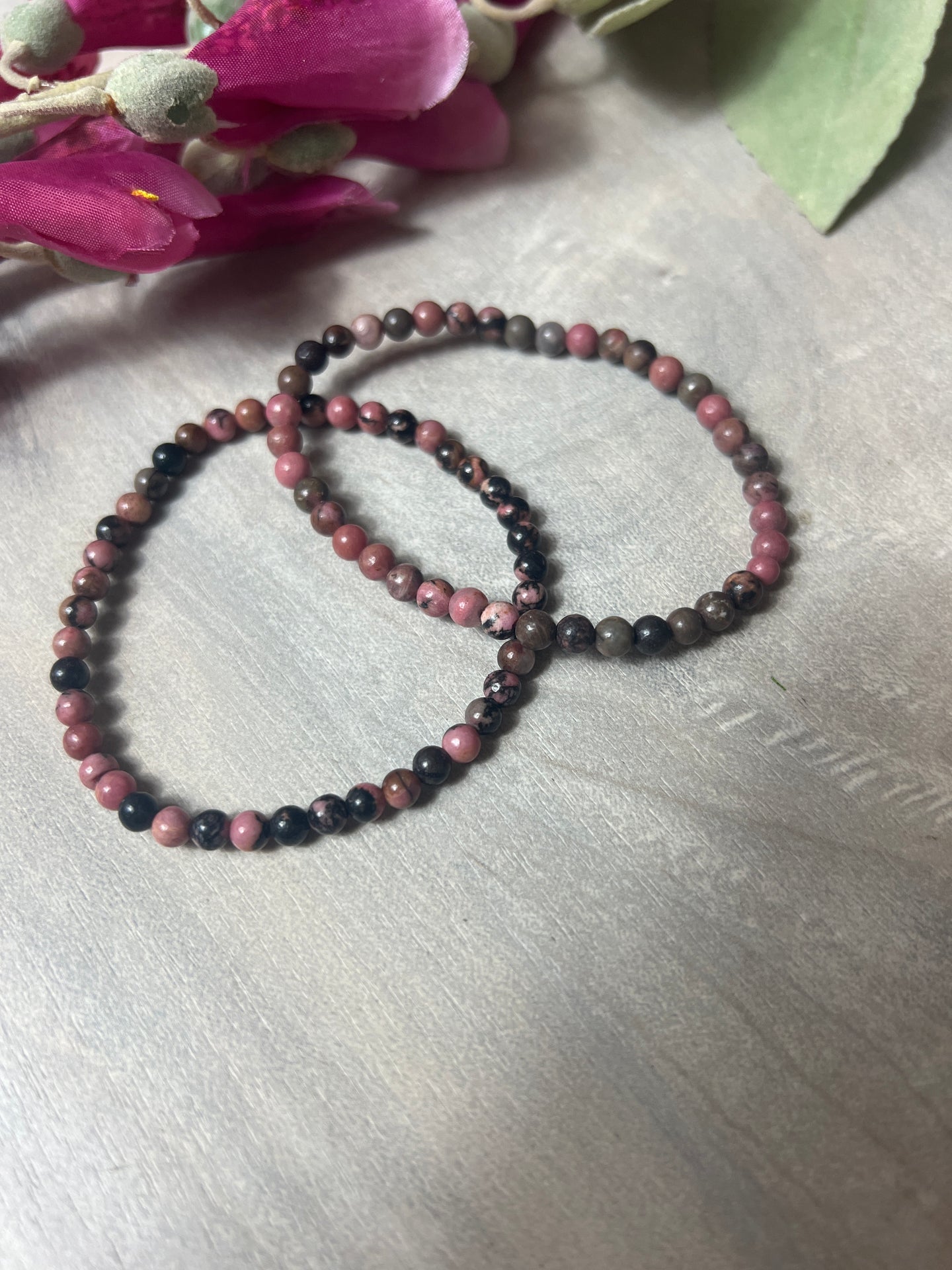 Rhodonite - 4mm Bead Bracelet