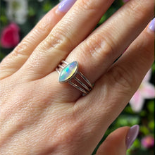 Load image into Gallery viewer, Ethiopian Opal 3 Bar 925 Sterling Silver Ring - Size Q
