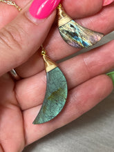 Load image into Gallery viewer, Lab Labradorite Moon Necklace Gold PLATED
