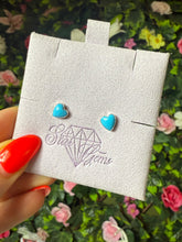 Load image into Gallery viewer, Turquoise Heart Sterling Silver Studs
