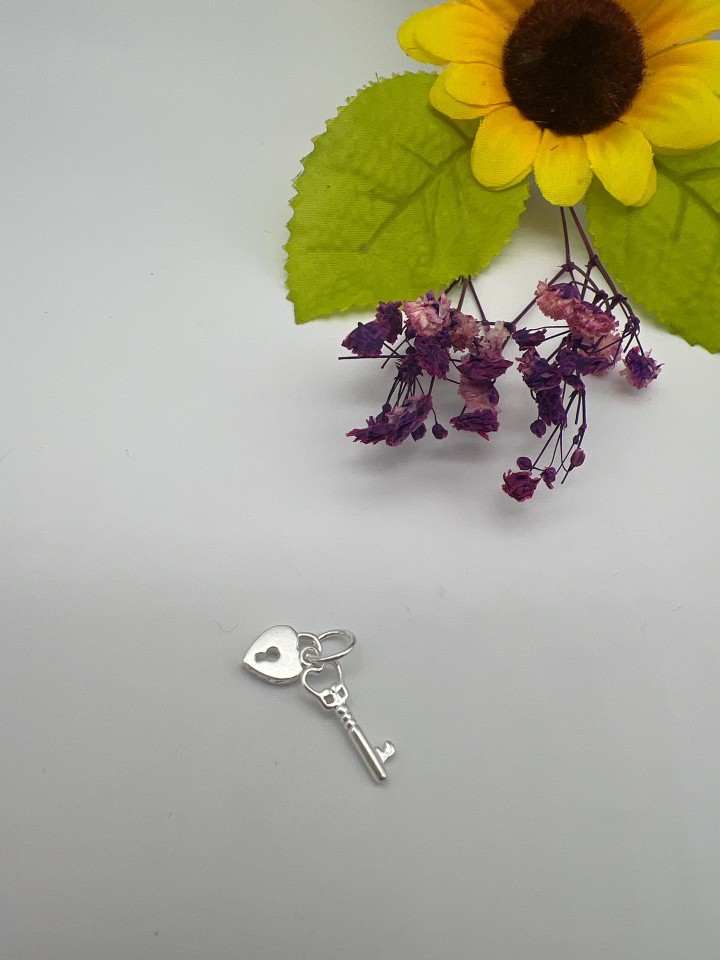 Lock and Key 925 Sterling Silver Pendant Charm