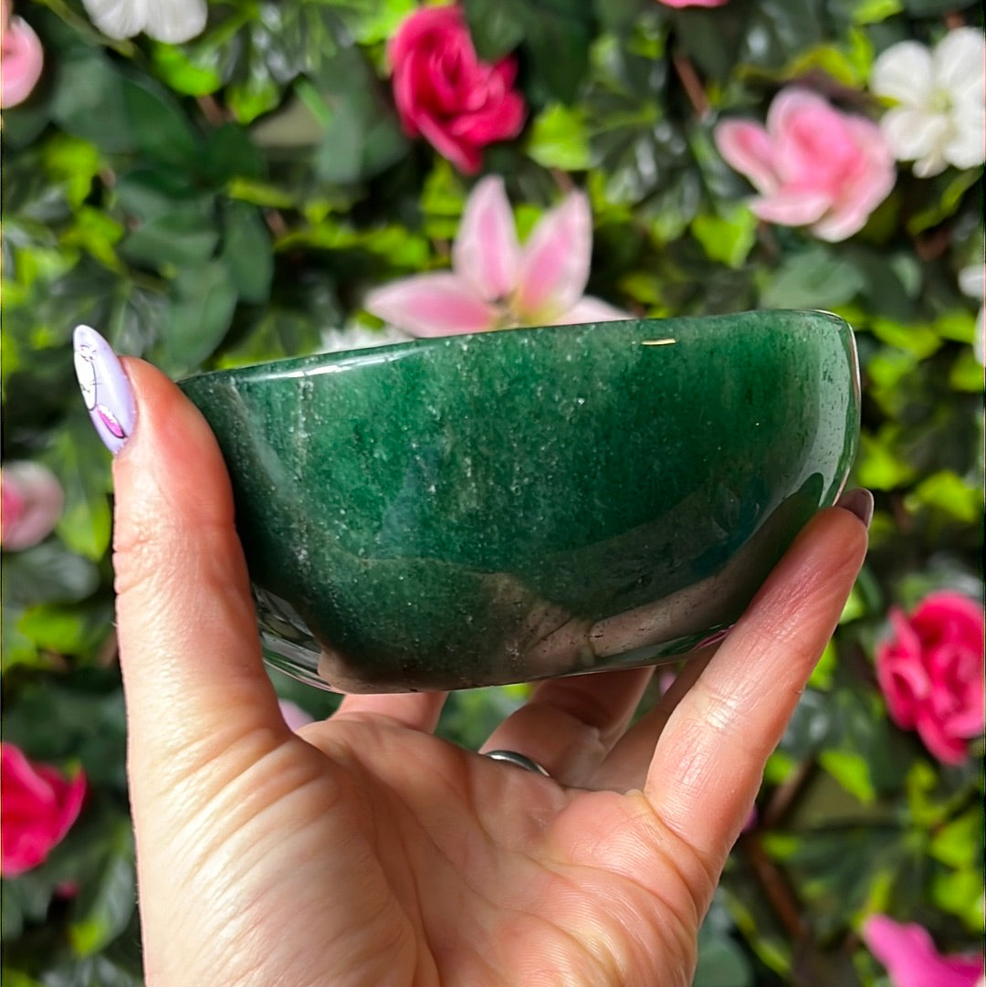 Handcarved Green Aventurine Mica Charging Dish Bowl Plate