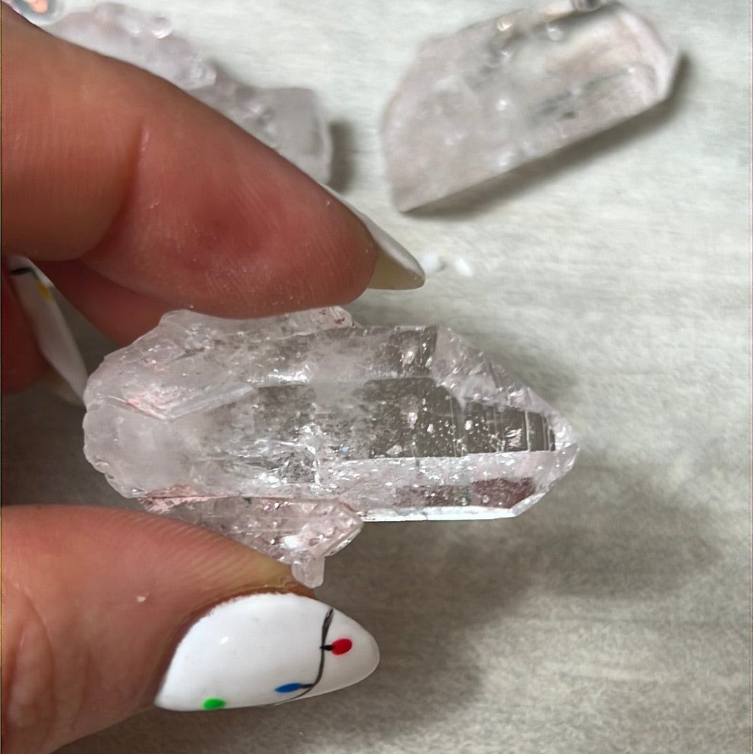 Pink lithium quartz specimen