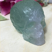 Load image into Gallery viewer, Ytrium Fluorite Script, filigree Skull
