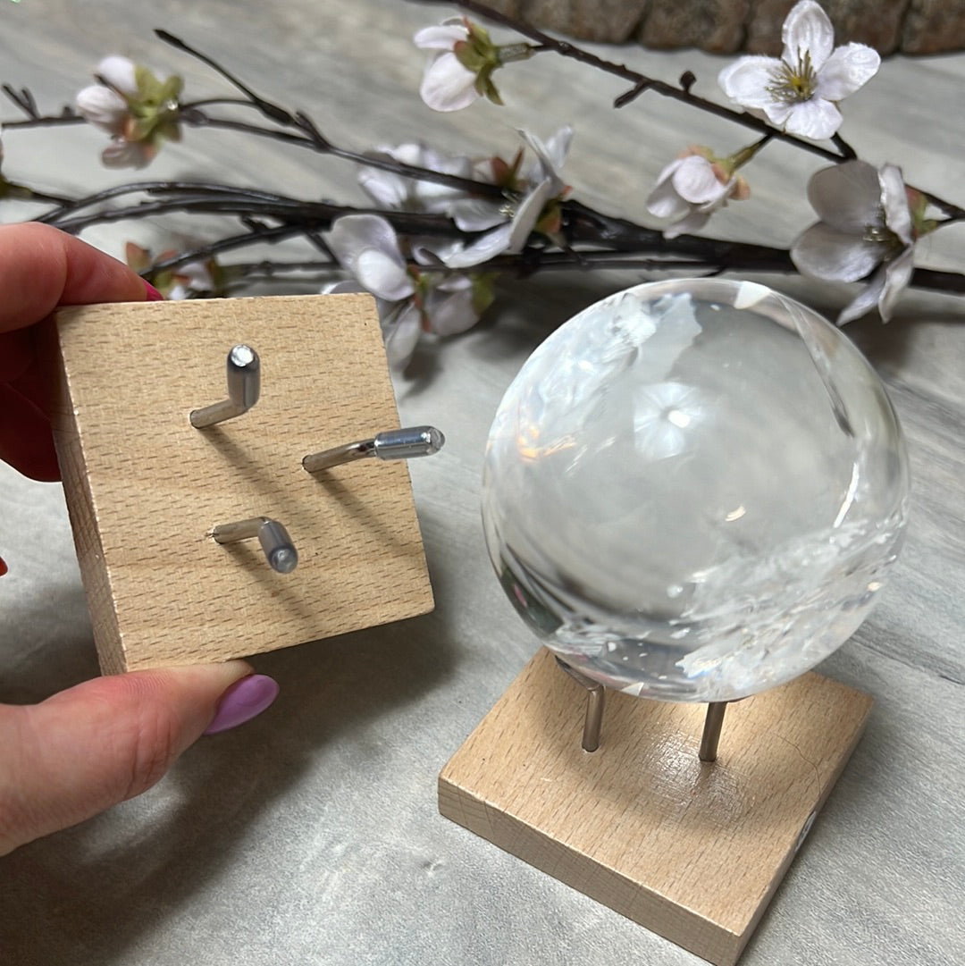 Wood Specimen Sphere Display Stand