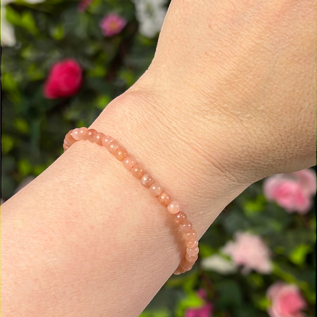 Peach Moonstone - 4mm Bead Bracelet