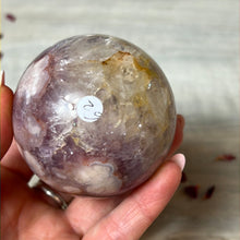 Load image into Gallery viewer, Pink Amethyst &amp; Purple Druzy Amethyst Sphere with flower agate
