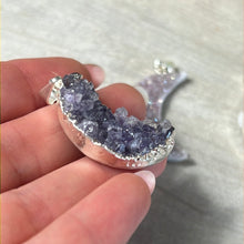 Load image into Gallery viewer, Druzy Amethyst Moon Pendant - Silver Plated
