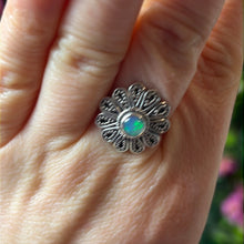 Load image into Gallery viewer, Ethiopian Opal Flower 925 Sterling Silver Ring - Size P
