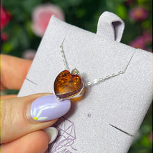 Load image into Gallery viewer, Amber Heart Sterling Pendant
