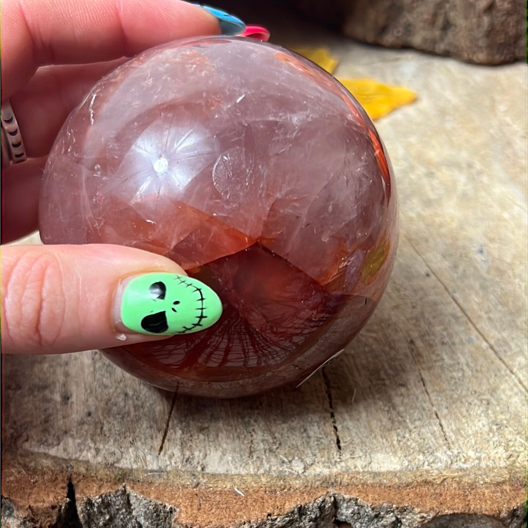 XL Fire Quartz, with Rose Hematoid Sphere- star rose