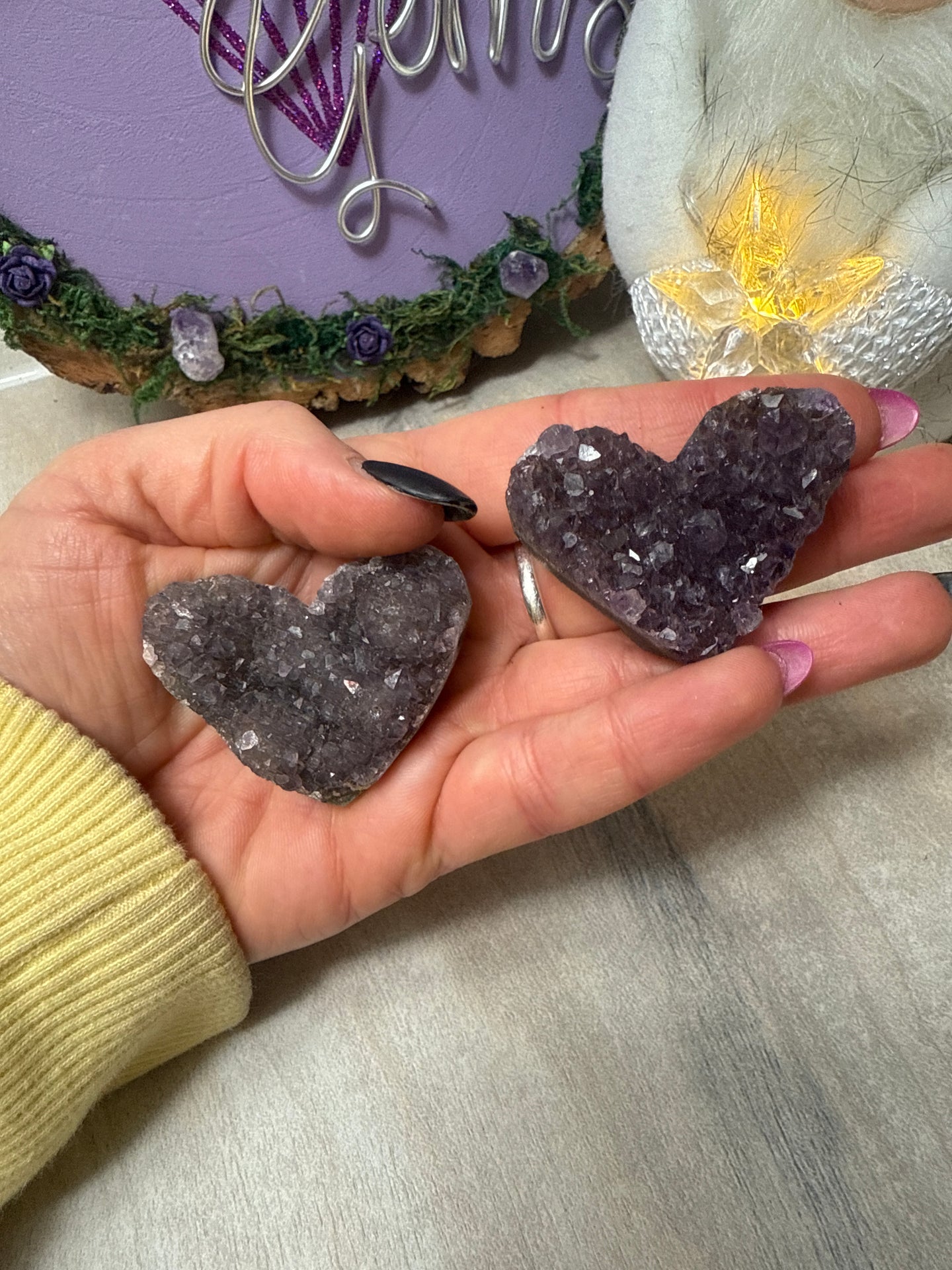 Druzy Amethyst hearts