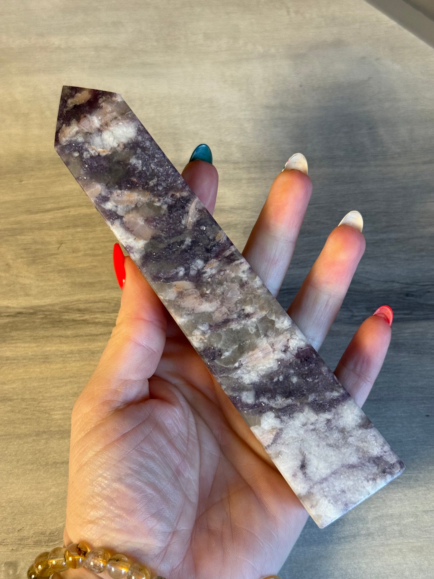 Rare Kunzite Lepidolite Smokey Unicorn Tower Point