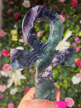 Load image into Gallery viewer, XL Fluorite Ankh Carving
