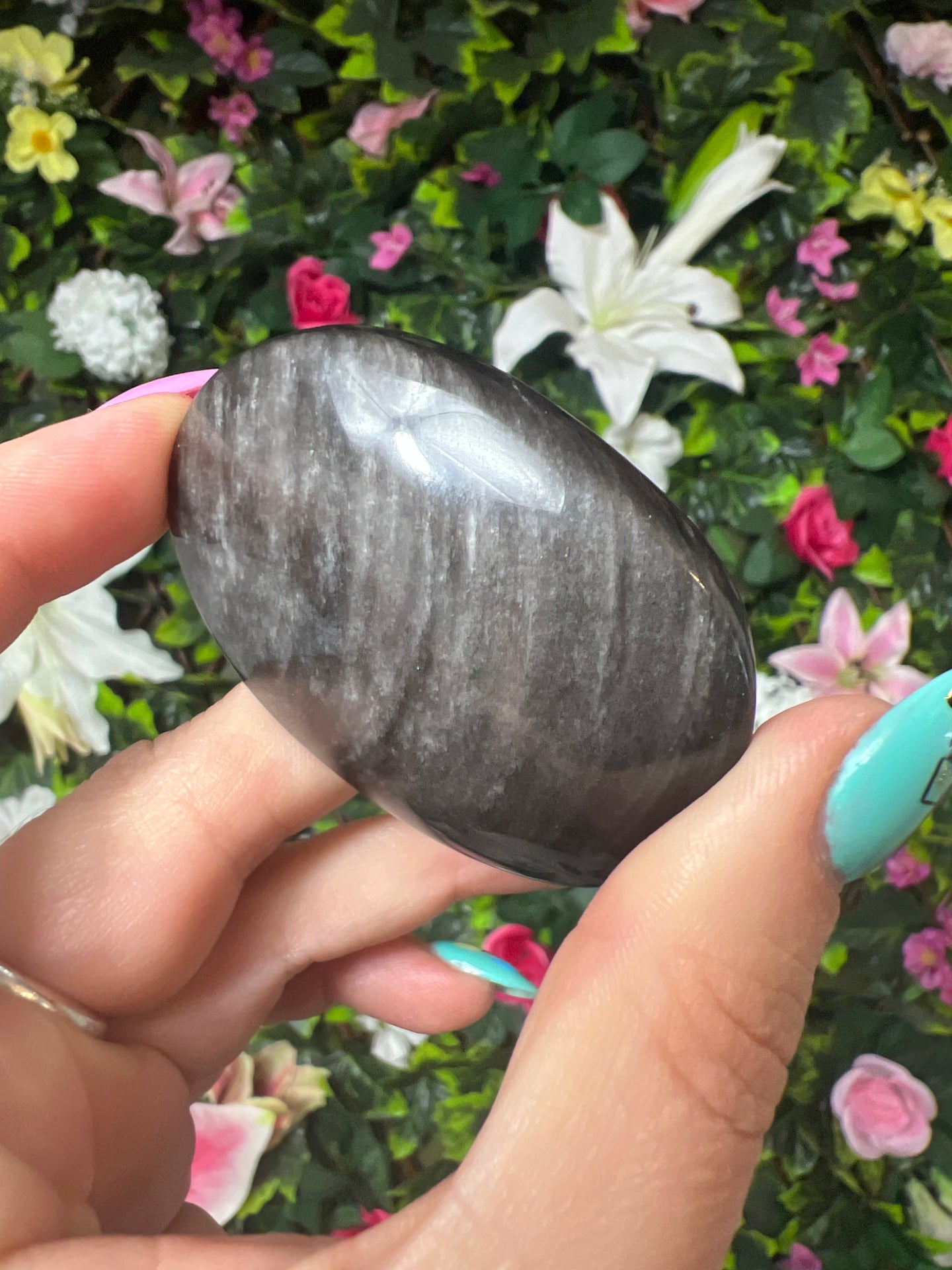 Silver Sheen Obsidian Palm