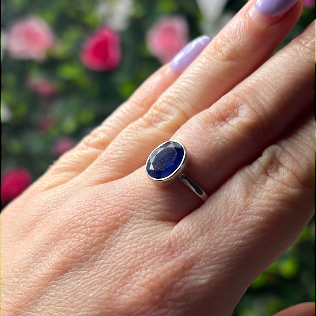 Kyanite Facet 925 Silver Ring -  Size O